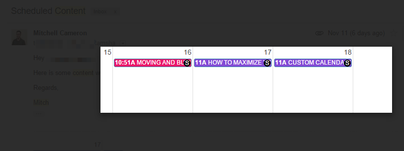 content calendar